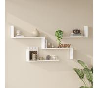 [en.casa] Set Modulare di 3 Mensole a Parete Scaffale da Muro a Gradini e 2 Ripiani Componibili per Libri Oggetti Decorativi Soggiorno Studio Cucina Ingresso - Bianco