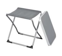 [en.casa] Sgabello Tavolino 2in1 Mobiletto Pieghevole da Campeggio Picnic Pesca Tavolino Basso Portatile Seduta in Tessuto Piano in MDF 47 x 47 x 37 cm Grigio