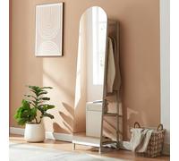 [en.casa] Specchio a Figura Intera con Appendiabiti Stand Porta Abiti con Specchio da Terra Ripiani Barra Porta Vestiti per Ingresso Camera da Letto 165 x 40 x 35 cm - Avena Oatmeal
