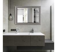 [en.casa] Specchio da Parete 104 x 74 cm Specchio Rettangolare Fissaggio Verticale-Orizzontale Cornice Decorativo a Nido d'Ape - Grigio Argento