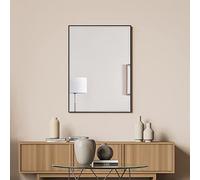 [en.casa] Specchio da Parete 50 x 70 cm Specchio Rettangolare a Taglio Sfaccettato Fissaggio Verticale-Orizzontale Cornice in Plastica Nero