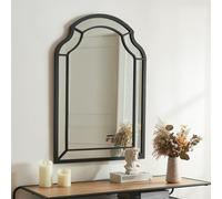 [en.casa] Specchio da Parete 90 x 60 cm Specchio da Bagno Camera da Letto Cornice Doppia di Forma Rettangolare e Linee Curve in MDF Nero