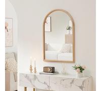 [en.casa] Specchio da Parete con Cornice Arcuato in Legno di Paulownia Specchio Decorativo per Ingresso Soggiorno Bagno Camera da Letto 90x60 cm Legno Naturale