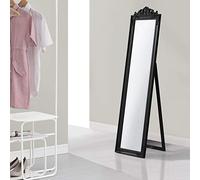 [en.casa] Specchio da Terra con Cornice in Eucalipto Stile Barocco Specchio Rettangolare da Figura Intera Autoportante Inclinabile per Camera da Letto Ingresso 160x40 cm Nero