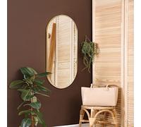 [en.casa] Specchio Ovale da Parete 40 x 80 cm Specchio Bagno a Fissaggio Verticale - Orizzontale con Cornice in Alluminio - Color Oro