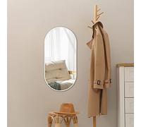 [en.casa] Specchio Ovale da Parete 40 x 80 cm Specchio Bagno a Fissaggio Verticale - Orizzontale con Cornice in Alluminio - Bianco Opaco