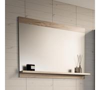 [en.casa] Specchio Rettangolare da Parete con Ripiano Integrato per Bagno Specchiera con Mensola da Appendere 50 x 60 x 12 cm Ingresso Corridoio - Effetto Rovere