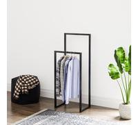 [en.casa] Stand Appendiabiti con 2 Barre Porta Abiti in Altezze Diverse Organizzatore Guardaroba 90 x 40 x 25 cm Acciaio Nero