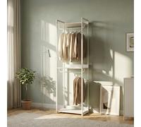 [en.casa] Stand Appendiabiti da Terra in Acciaio con 3 Ripiani Guardaroba Aperto con 2 Aste Doppio Vano Portabiti Organizzatore per Ingresso Camera da Letto 200 x 61 x 40 cm - Grigio