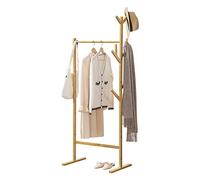 [en.casa] Stand Appendiabiti in bambù - Organizzatore Guardaroba con Barra e 8 Bracci - Porta Abiti da Terra per Ingresso - Colore Naturale