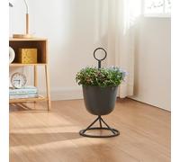 [en.casa] Stand Portapiante con 1 Vaso Piedistallo per Piante Supporto Espositore Piante Fiori Portapiante in Metallo - Nero