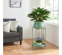 [en.casa] Stand Portapiante con Custodia Decorativa per Vaso e Piano Portavaso Rotondo Espositore Piante Fiori Piedistallo in Metallo 60 x 27 x 27 cm Verde
