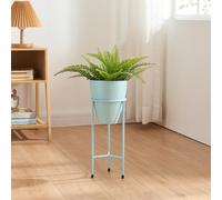 [en.casa] Stand Portapiante con Custodia Decorativa per Vaso Espositore Fiori Piante Piedistallo Portavaso in Metallo 40,5 x 16 cm Azzurro