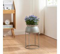 [en.casa] Stand Portapiante con Custodia Decorativa per Vaso Espositore Piante Fiori Piedistallo Portavaso in Metallo 38 x 23,5 cm Grigio Scuro
