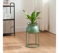 [en.casa] Stand Portapiante con Custodia Decorativa per Vaso Espositore Piante Fiori Piedistallo Portavaso in Metallo 31,5 x 19,5 cm Verde