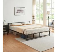 [en.casa] Struttura Letto in Metallo 180x200 cm Letto Matrimoniale/King Size con Testiera Decorativa in Stile Classico/Moderno - Nero