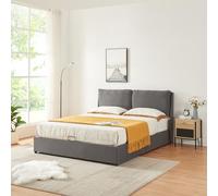 [en.casa] Struttura Letto Matrimoniale 160 x 200 cm con Zona di Riposo Ribaltabile e Contenitore Letto a 2 Piazze con Testiera Imbottita - Grigio Scuro
