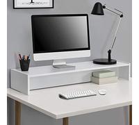[en.casa] Supporto per Monitor da Scrivania Rialzo per PC Portatile TV Base per Schermo da Tavolo 100 x 27 x 15 cm per Ufficio Studio - Bianco
