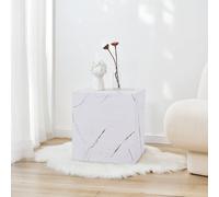 [en.casa] Tavolino a Forma di Cubo Tavolo Basso da Caffè Tavolino Laterale da Divano Comodino 45 x 40 x 40 cm - Effetto Marmo Bianco