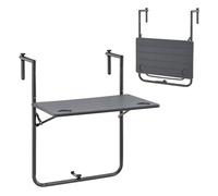 [en.casa] Tavolino Appeso da Balcone - Piano Ribaltabile di Forma Rettangolare (LxP): 60 x 36 cm - Altezza Regolabile - Grigio Scuro