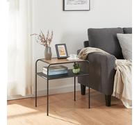 [en.casa] Tavolino Basso da Divano Tavolino con 2 Piani Rettangolari Consolle Stretto per Soggiorno Tavolino da Caffè 55 x 51 x 36 cm - Effetto Rovere/Nero