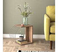 [en.casa] Tavolino Basso da Divano Tavolino Laterale a 2 Ripiani 46 x 30 x 42 cm Consolle da Divano Moderno - Effetto Noce/Cromato