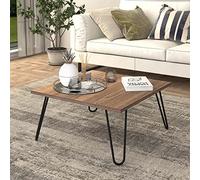 [en.casa] Tavolino Basso da Salotto Tavolino da caffè con Piano Quadrato e Gambe a Forcina 60 x 60 x 30 cm Tavolino Moderno da Soggiorno - Effetto Noce/Nero