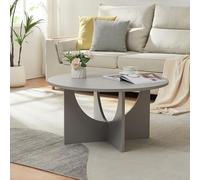[en.casa] Tavolino Centrale da Caffè Tavolo Basso da Salotto con Piano Rotondo Ø80 x A42 cm per Soggiorno Sala - Grigio Chiaro