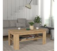 [en.casa] Tavolino Centrale da Salotto a Piano Rettangolare Tavolo da Caffè con Ripiano Scomparto Vano Aperto per Soggiorno 110x60x47 cm - Effetto Rovere Zaffiro