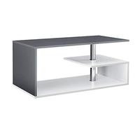 [en.casa] Tavolino Centrale da Salotto con 3 Piani di Appoggio Tavolo Basso da Caffè Divano Design Moderno per Soggiorno 90 x 50 x 41 cm - Grigio Scuro/Bianco