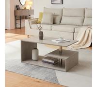 [en.casa] Tavolino Centrale da Salotto con 3 Piani di Appoggio Tavolo Basso da Caffè Divano Design Moderno per Soggiorno 90 x 50 x 41 cm - Effetto Cemento Chiaro