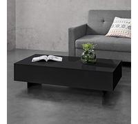 [en.casa] Tavolino Centrale da Salotto con Piano Rettangolare Tavolo Basso per Soggiorno Camera da Letto Studio 115 x 55 x 31 cm - Nero Lucido