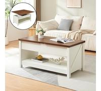 [en.casa] Tavolino Centrale da Salotto con Piano Sollevabile e Apribile Tavolino Trasformabile con Contenitore e Spazio Aperto 110 x 55 x 54 cm Effetto Noce/Bianco