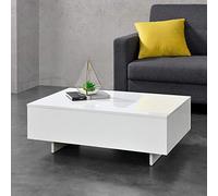 [en.casa] Tavolino Centrale da Salotto Tavolo Basso da caffè con Piano Rettangolare per Soggiorno Camera da Letto Studio 85 x 55 x 31 cm - Bianco Lucido