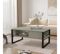 [en.casa] Tavolino Centrale da Salotto Tavolo Basso da Divano con Scomparti Tavolino da caffè Design Industriale 45 x 100 x 60 cm Verde Grigiastro/Nero