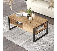 [en.casa] Tavolino Centrale da Salotto Tavolo Basso da Divano con Scomparti Tavolino da caffè Design Industriale 45 x 100 x 60 cm Rovere Rustico/Nero