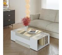 [en.casa] Tavolino Centrale da Salotto Tavolo Basso Rettangolare con Scomparti Laterali Tavolino da caffè per Soggiorno Area Living 110x57x31 cm Bianco/Avena Oatmeal