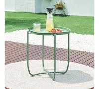 [en.casa] Tavolino con Vassoio Piano Quadrato Rimovibile Tavolo Multiuso da Giardino da Salotto 53 x 46 x 46 cm in Acciaio - Verde