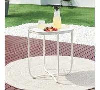 [en.casa] Tavolino con Vassoio Piano Quadrato Rimovibile Tavolo Multiuso da Giardino da Salotto 53 x 46 x 46 cm in Acciaio - Bianco