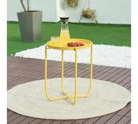 [en.casa] Tavolino con Vassoio Piano Rotondo Rimovibile Tavolo Multiuso da Giardino da Salotto 53 x 40 cm in Acciaio - Giallo