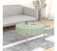 [en.casa] Tavolino da Caffè a Piano Rotondo con Cassetto 36 x Ø60 cm Tavolo Basso Centrale per Salotto Soggiorno Studio con Telaio in Metallo - Menta Verde