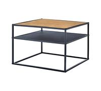 [en.casa] Tavolino da caffè (AxLaxP) 40 x 55 x 55 cm Tavolino Basso da Salotto con 2 Ripiani d'Appoggio - Color Legno/Nero