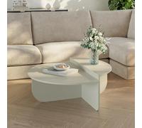 [en.casa] Tavolino da Caffé con 2 Piani Semicircolari di Diverse Misure e Altezze Tavolo Basso Centrale da Salotto per Soggiorno Sala 90 x 90 x 35 cm - Color Sabbia