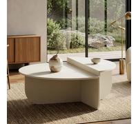 [en.casa] Tavolino da Caffé con 2 Piani Semicircolari di Diverse Misure e Altezze Tavolo Basso Centrale da Salotto per Soggiorno Sala 90 x 90 x 35 cm - Bianco
