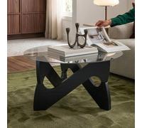 [en.casa] Tavolino da Caffè con Piano in Vetro Fumé 70x35 cm Nero/Grigio