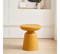 [en.casa] Tavolino da Caffè Tavolo Basso con Piano Rotondo e Base Centrale a Forma di Campanello Tavolino Laterale in Plastica 44 x Ø40 cm Giallo