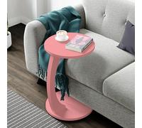 [en.casa] Tavolino da Divano (AxØ) 56 x 38 cm Tavolino Basso a Forma di C - Consolle con 4 Rotelle e Piano Rotondo - Rosa
