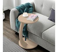 [en.casa] Tavolino da Divano (AxØ) 56 x 38 cm Tavolino Basso a Forma di C - Consolle con 4 Rotelle e Piano Rotondo - Colore Cappuccino
