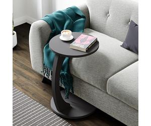 [en.casa] Tavolino da Divano (AxØ) 56 x 38 cm Tavolino Basso a Forma di C - Consolle con 4 Rotelle e Piano Rotondo - Grigio