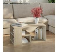 [en.casa] Tavolino da Salotto Centrale con Piano Rettangolare Tavolo Basso da Caffè con Scomparti Aperti per Soggiorno Living Studio 80 x 50 x 40 cm - Color Avorio Travertino